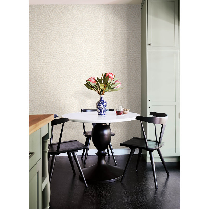Lainey Green Stitched Chevron Wallpaper, Red