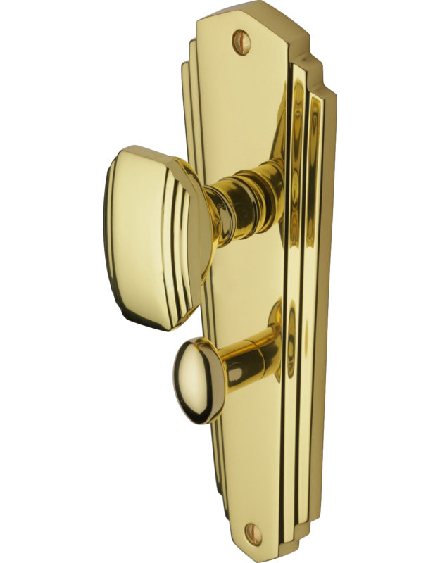 Heritage Brass Heritage Mortice Knob on Bathroom Plate Charlston Design, Polished Brass