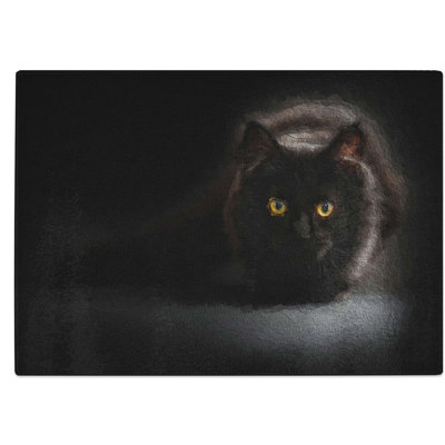 Tempered Glass Cat with Eyes Chopping Board
