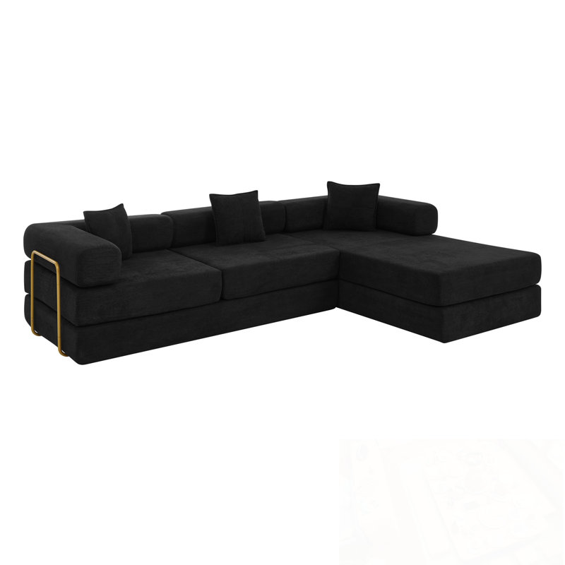Canapé modulaire en L Boneless, Noir