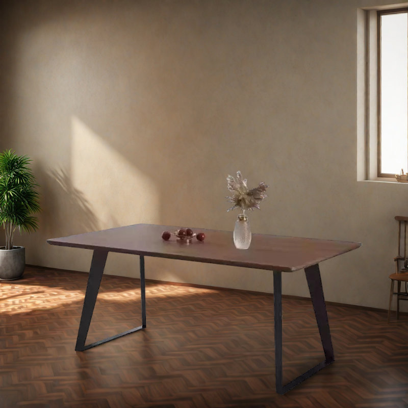 Minimalist Rectangular Black Walnut Dining Table., 29.53"H x 78.74"L x 35.43"W