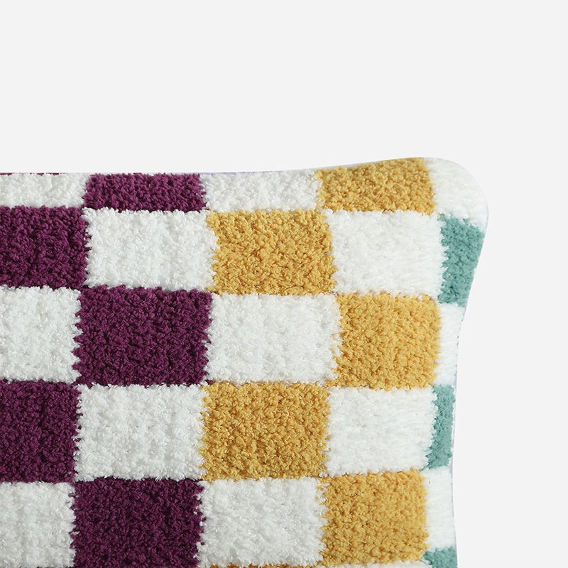 Checkerboard Checkered Pillow Cover & Insert, 20" H x 20" W' x 1.4" D, Mardi Gras Checkered