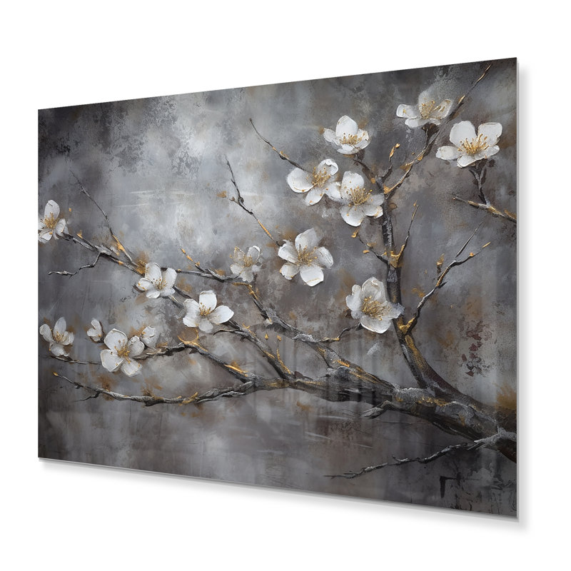 Harmonie II de cerisier blanc gris et gris - impression sans cadre sur métal, H 24 po x l 32 po x P 1 po