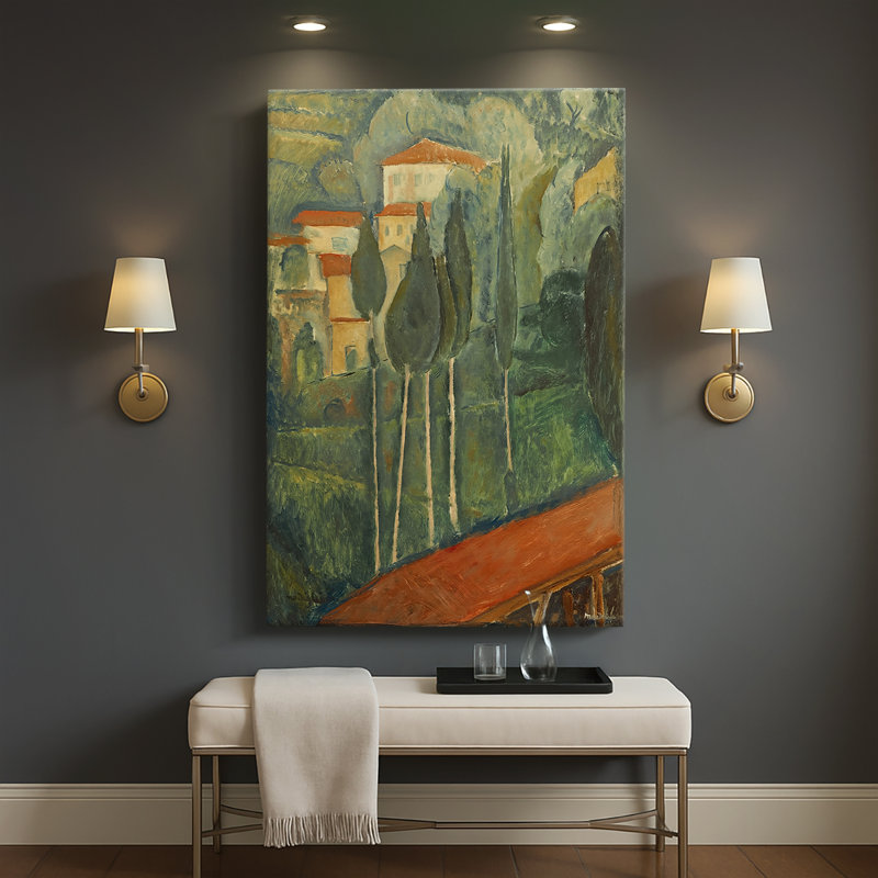 Paysage dans le sud de la France (Paysage du midi) - Toile tendue avec châssis par Max Pechstein, 40 po x 60 po