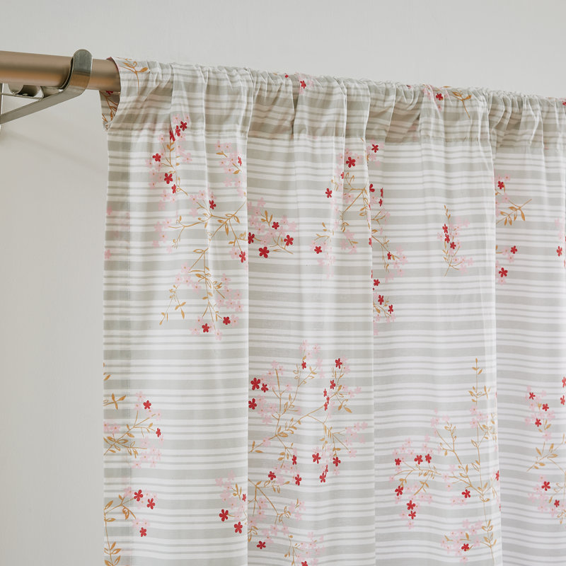  Emma Floral Window Drapes, Pink, 50' W x 96" L