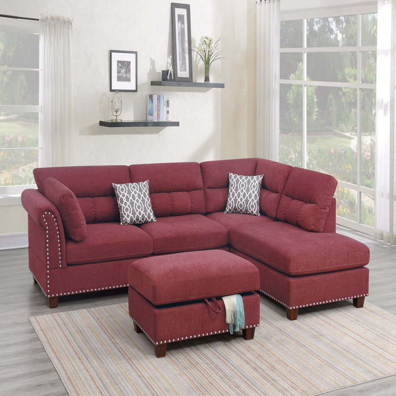 Canapé modulaire en velours rouge # F6419