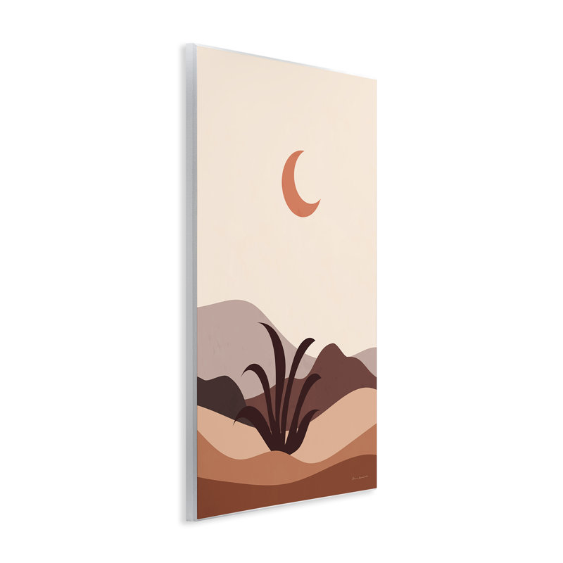 Lune au-dessus d'une scène de désert, art mural par Omar Escalante, H 19 po x l 13 po