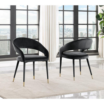 Chaises d'appoint de salle à manger rembourrées en velours de 19 po Farview 