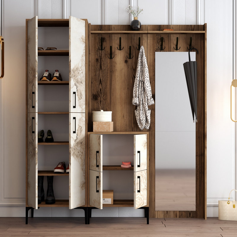 Arvydas Hall Tree 180cm Wide with Shoe Storage