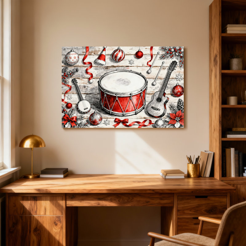 Instruments de musique et décorations de Noël, H 24 po x l 36 po