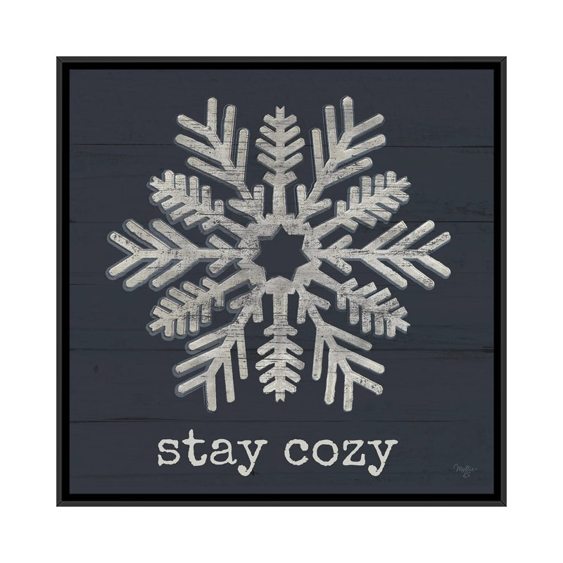 «Stay Cozy Snowflake», reproduction d'art sur toile encadrée, H 37 po x l 37 po, Impression encadrée sans passe-partout, Noir