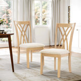 Dining Chairs Set of Two, Crafted with High - density Foam and Polyester Fabric, Sturdy Rubberwood Legs, KD Packing for Easy Shipping