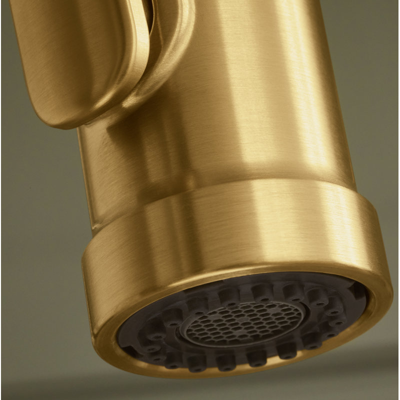 Edalyn by Studio McGee Pull-Down Kitchen Sink Faucet with Three-Function Sprayhead, Vibrant Brushed Moderne Brass