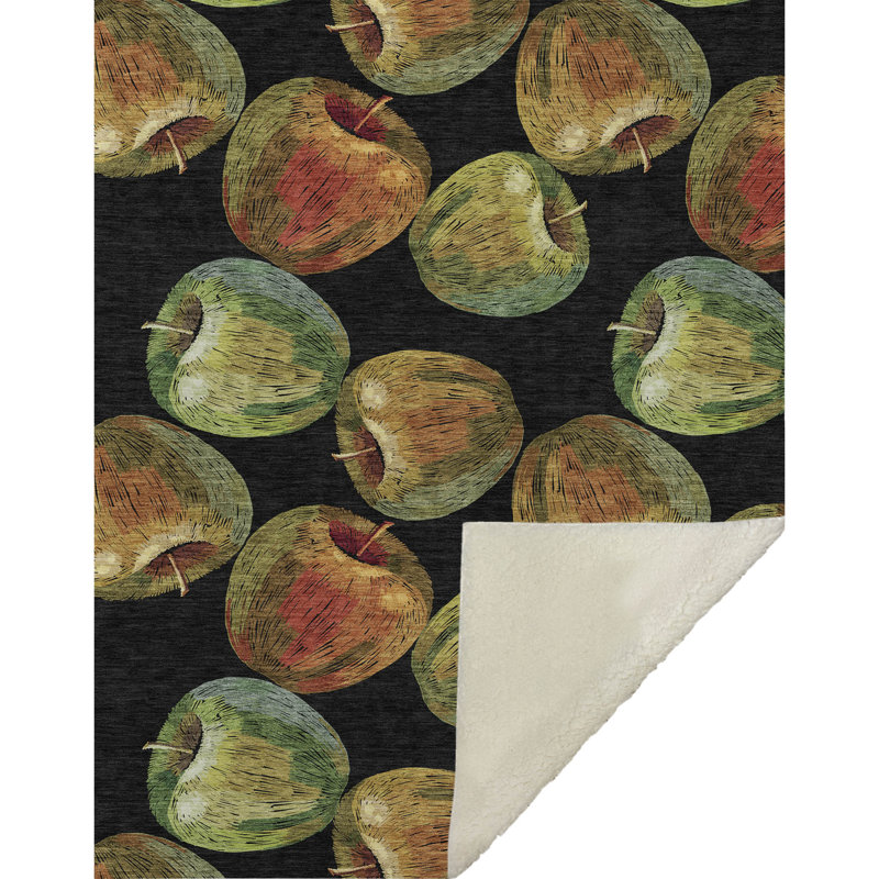 Addison Machine Washable Sherpa Apples Throw Blanket