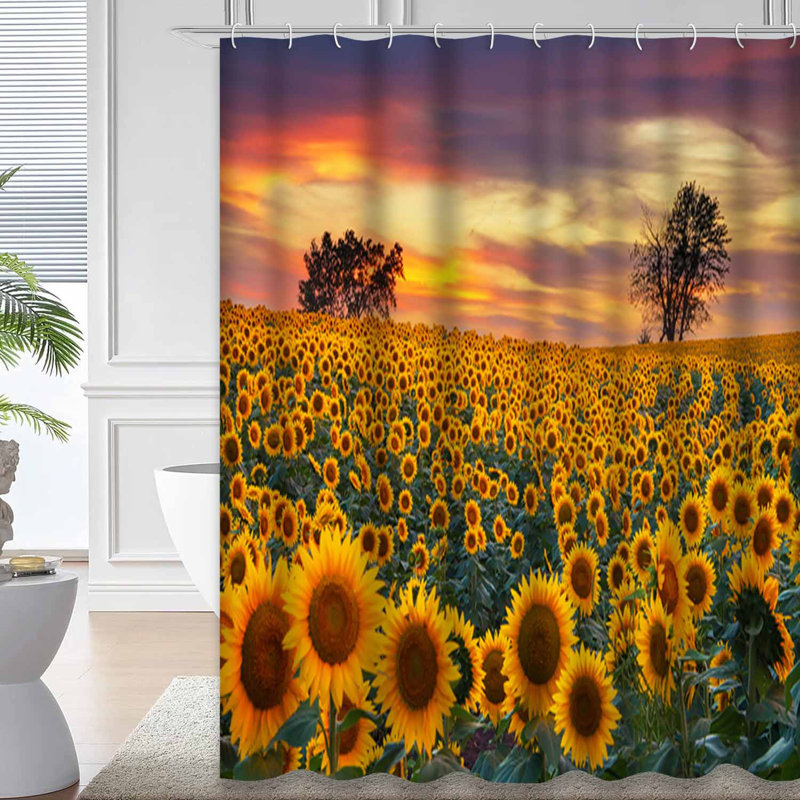 Rideau de douche à 12 crochets Sunflower, L 72 po x l 72 po