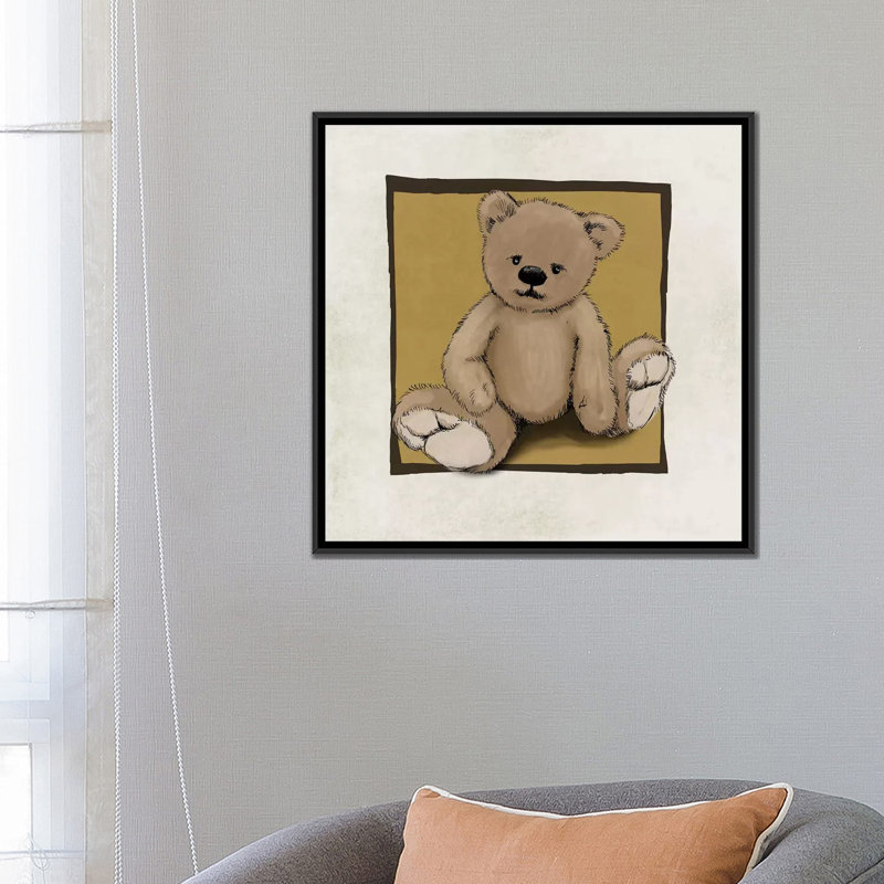 « teddy bear », impression sur toile, Toile encadrée noire, H 5 po x l 18 po x P 18 po, Pas de tapis