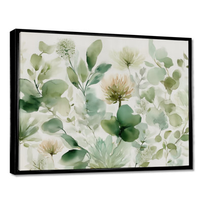 «Watercolor Greenery Sage Watercolor - Plants», impression sur toile botanique verte