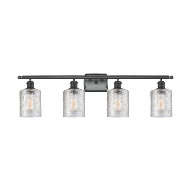 Éclairage de salle de bain à intensité variable 4 lumières Leilani, Noir mat, Transparent, Ampoule DEL 6 watts Vinage