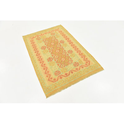 Elland One-of-a-Kind 3'3" X 4'8" New Age Wool Area Rug in Rust Red