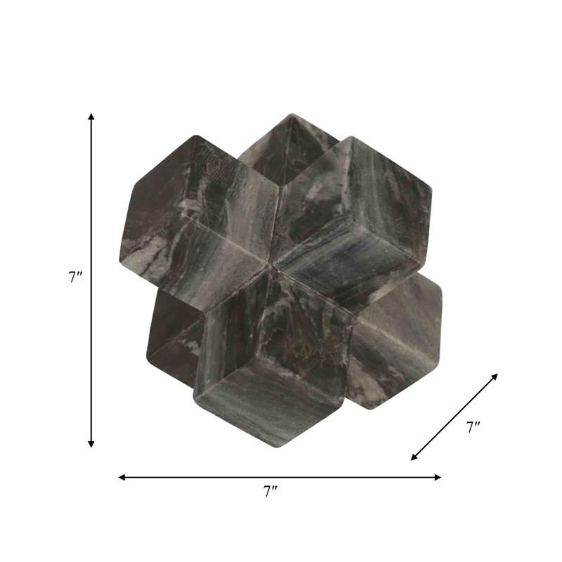 Sagebrook Home Ferdi Neutral Contemporary Marble 7" Jack Sculpture, Black