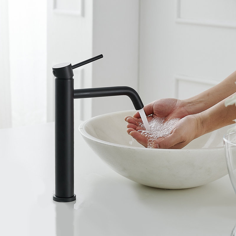 Robinet de lavabo vasque de salle de bain monocorps et monocommande, Noir mat