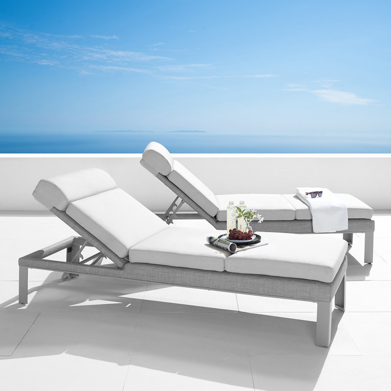 Santrez Outdoor Metal Chaise Lounge Set , Sunbrella Cushion Included, Grey
