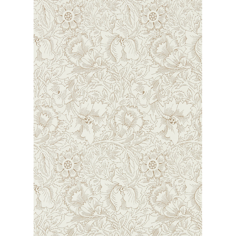 Pure Poppy Wallpaper, Cream/Gold
