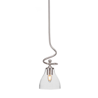Capri Stem Hung Mini Pendant Shown In Brushed Nickel Finish With 6.25" Clear Bubble Glass