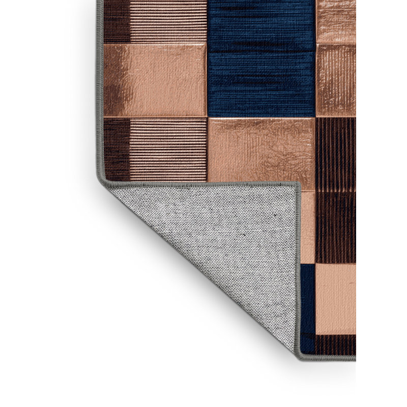 Machine Washable Checkered Purple Area Rug, Round 5'