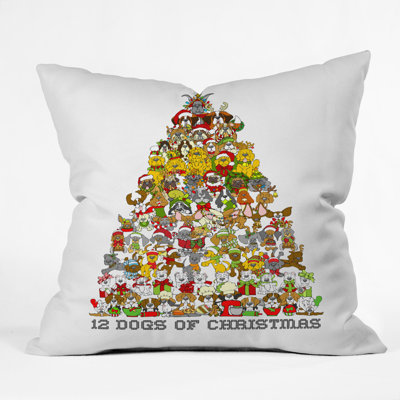 Coussin intérieur / extérieur 12 chiens de Noël