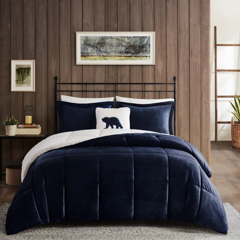 Bleu marine + édredon - To, rembourrage en duvet synthétique et 1 coussin décoratif double / grand marine +, rembourrage, 2 taies décoratives