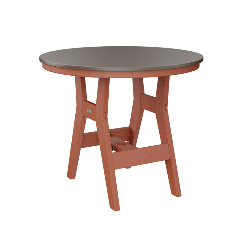 Berlin Gardens Harbor Round Bar Table, Hammered Top Bronze, Mango Orange, 38.87" H x 38" W x 38" D