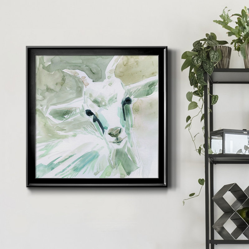 Bill E. Goat - Peinture sur toile encadrée, Cadre noir, H 30,5 po x l 30,5 po x P 1,5 po