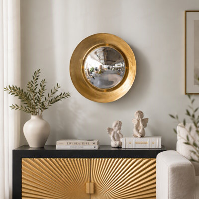 Glass Frame and Iron Frame Round Wall Mirror