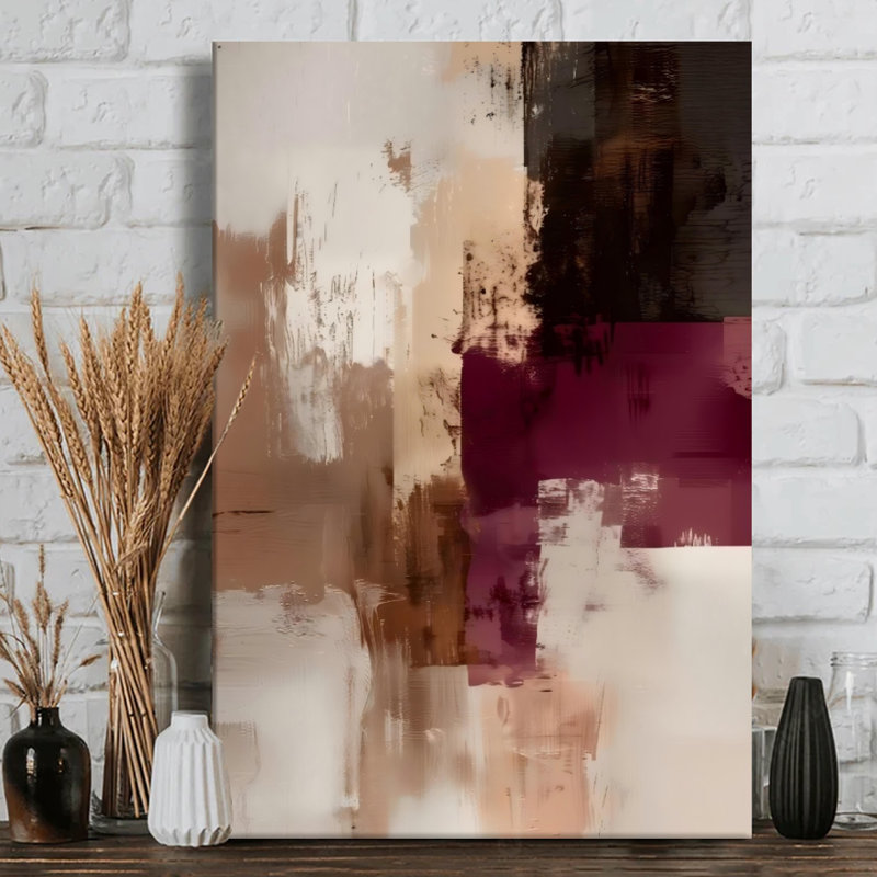 Motifs tourbillonnants abstraits beiges et violets - Impression d'art mural abstrait moderne sur toile tendue sur châssis, 91,4 cm (H) x 61 cm (L), prête à être accrochée pour le salon, la chambre ou la salle à manger