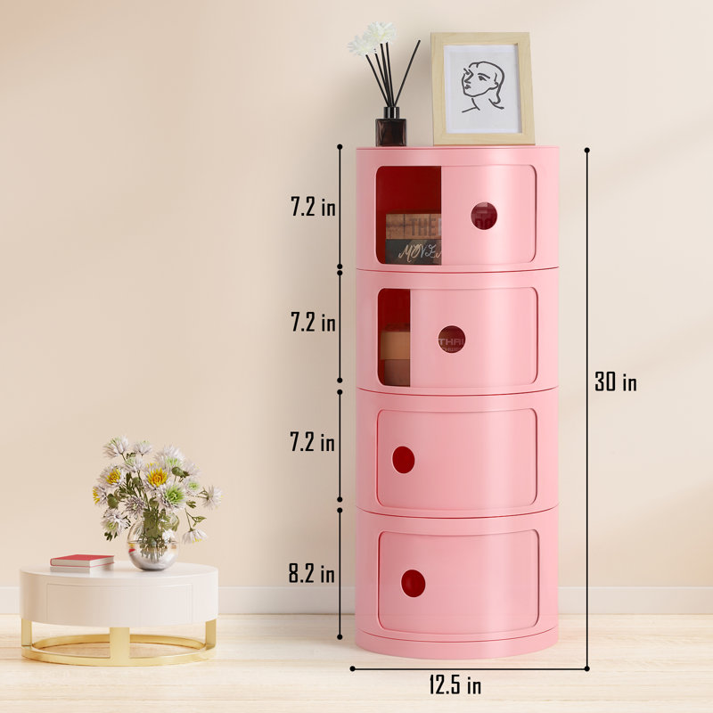 Table de chevet 4 tiroirs Pietsch, Rose