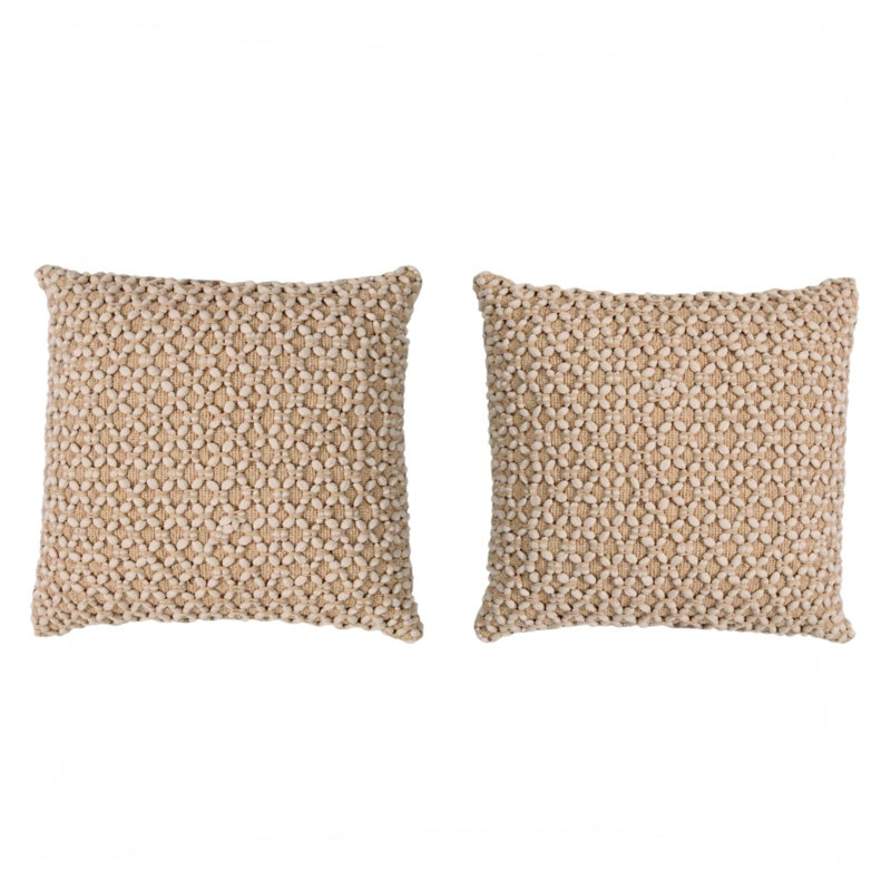 Housse de coussin diamant tressé carré, Beige