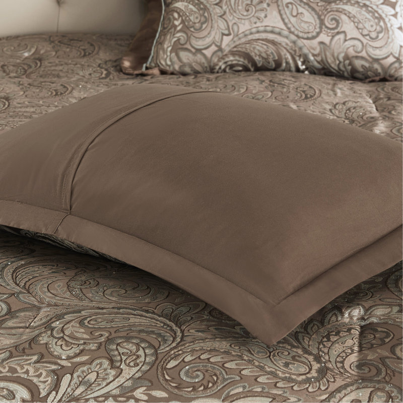 Ensemble d'édredon 12 pièces avec draps en coton bleu / brun, Bleu/brun, Édredon très grand + 11 pièces supplémentaires