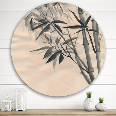 " Vintage Monochrome Bamboo I " Painting Print