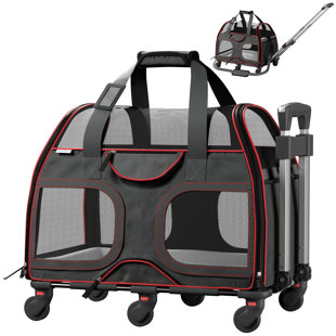 Cat Dog Carrier With Wheels Airline Approved Rolling Pet - Temu