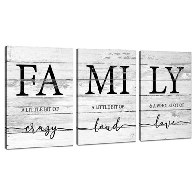 Décoration murale familiale, décor de maison de campagne rustique pour la maison, impression sur toile inspirée (famille, 12 x 16 x 3 pièces, encadrée)