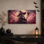 Sorcière squelette coiffée d'un chapeau violet orné de roses, avec une toile murale d'Halloween-1036854802