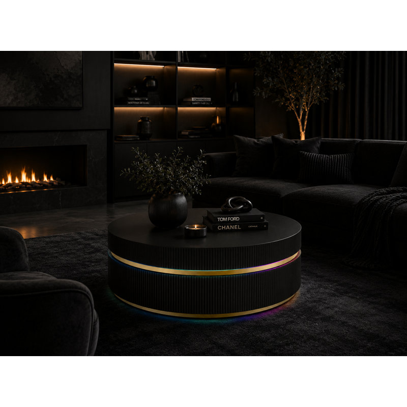 Table basse ronde intelligente 39,3 po Detweiler Illuminaire, Noir