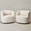 Ensemble de 2 fauteuils demi-tonneau pivotants texturés Sydney Ivory-872191215