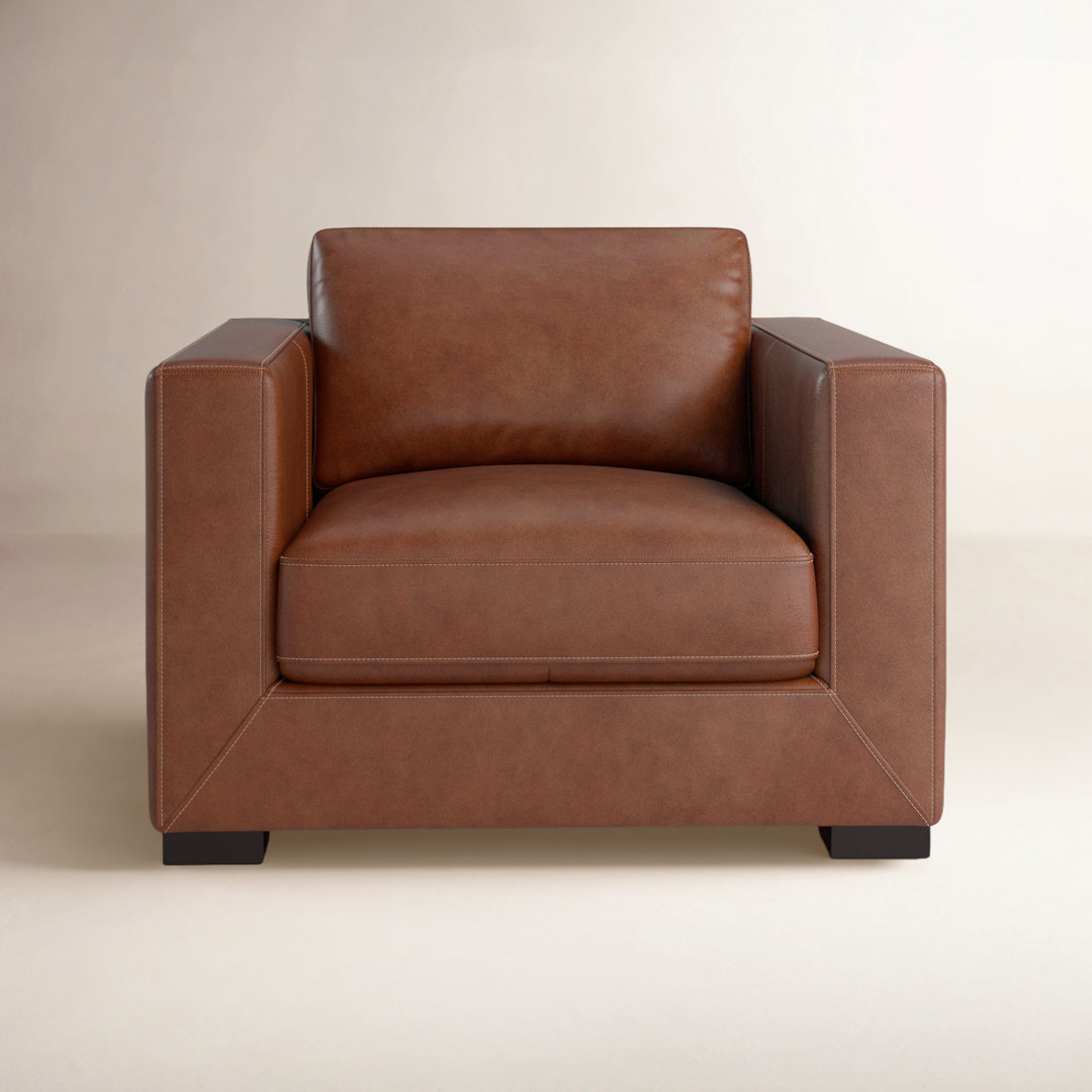 Winsor Top Grain Genuine Leather Armchair Birch Lane™ Leather 