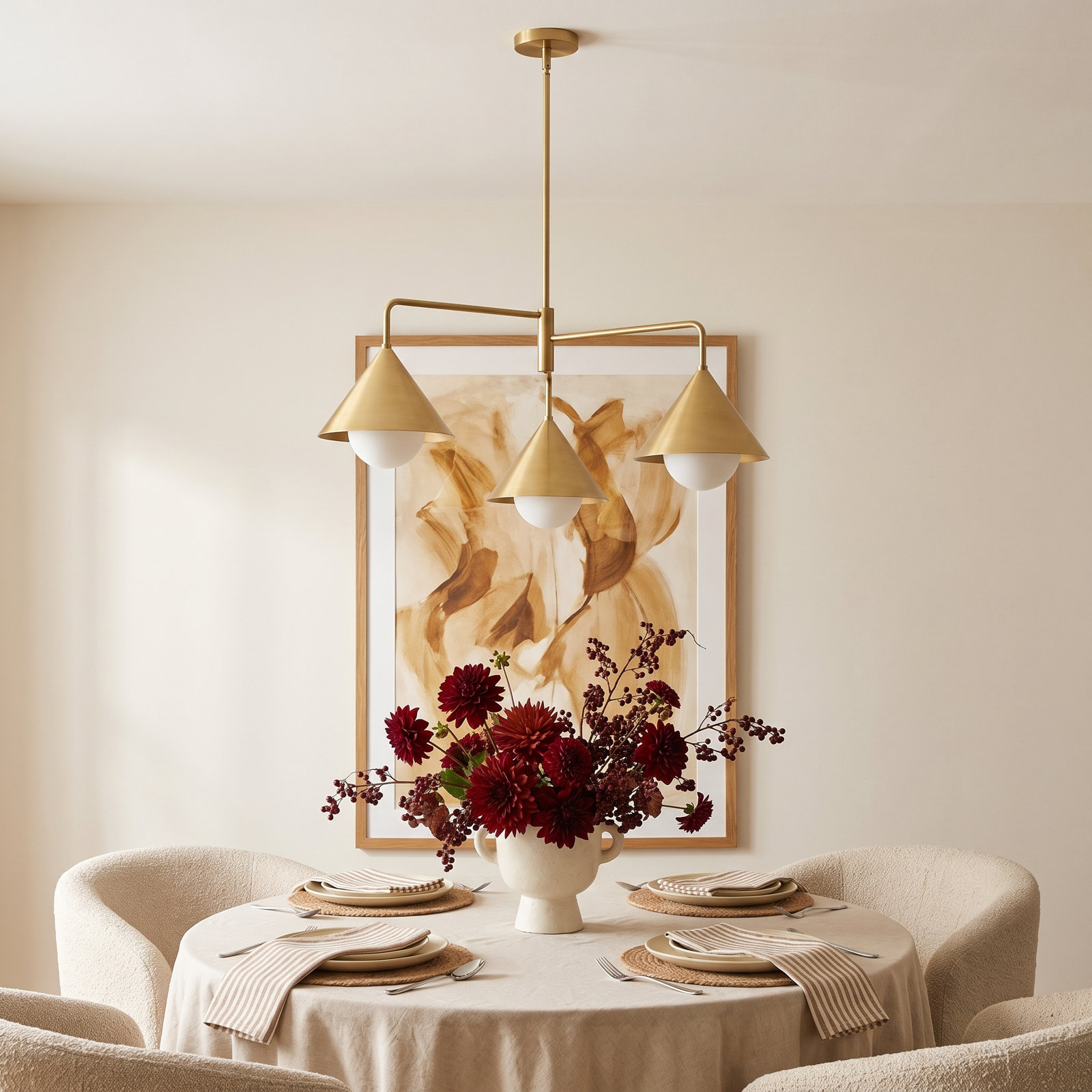 Ireland 3 - Light Geometric Chandelier, Brushed Gold