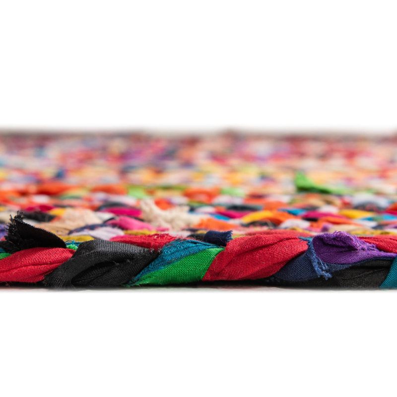 Hand Braided Cotton Southwestern Indoor Rug, Rectangle 3' x 6'