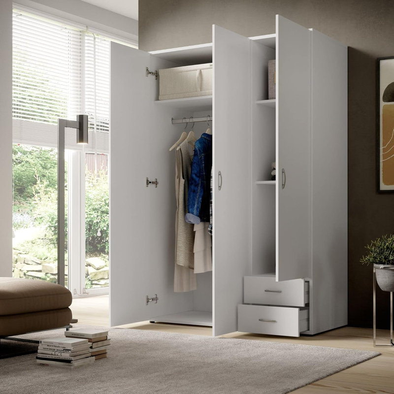 Manufactured Wood Wardrobe, White