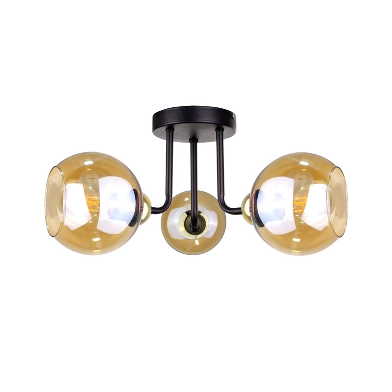 Glass Semi Flush Mount, Black/Gold