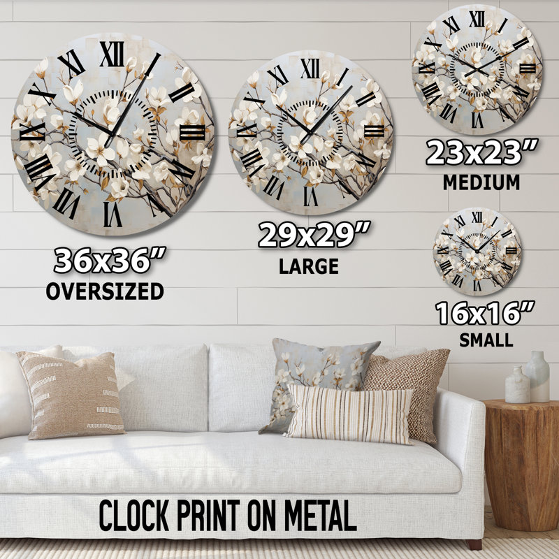Horloge murale Beige et blanc Dogwood Peacefulness - Dogwood, Médium